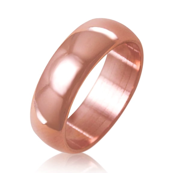 Solid Pure Copper Ring Band for Men & Women – Uncoated Raw Finish – Crafted in USA– 6mm, Size 9