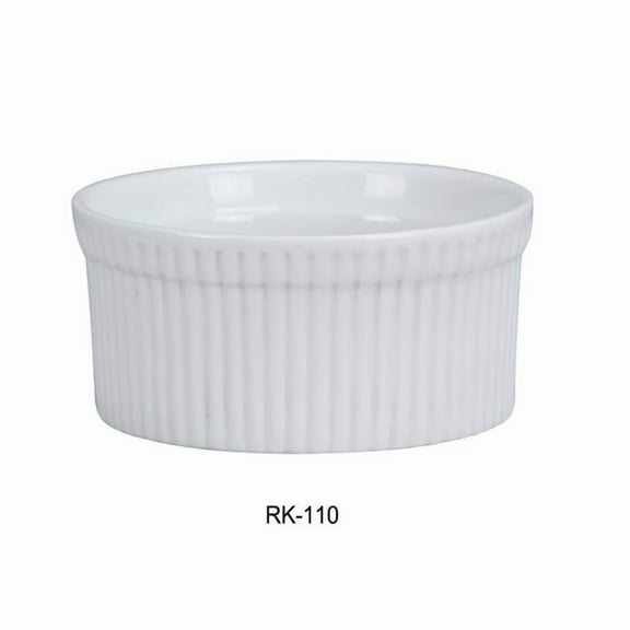 10 oz Fluted Porcelain Ramekin, Super White Color - 4.25 x 2 in. - Pack of 24