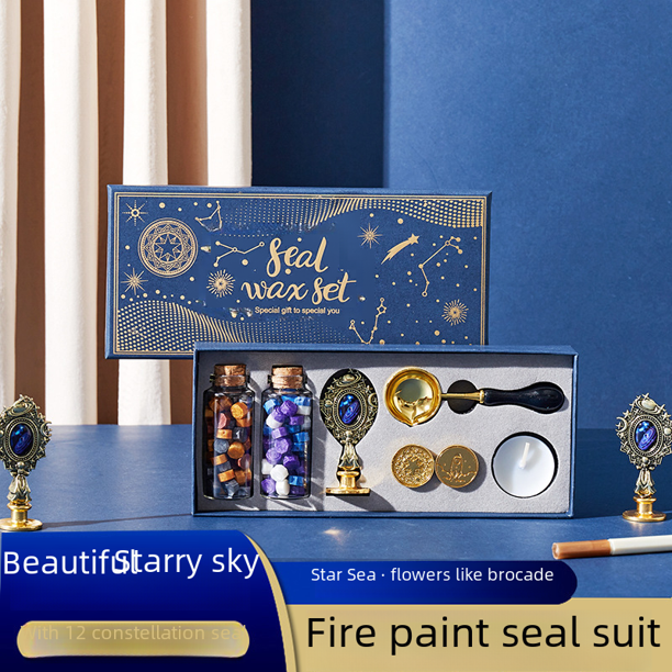 Juego completo de cera para sellar sobres con sello de pintura al fuego Creative Star Juego de cera en grano para pintura al fuego