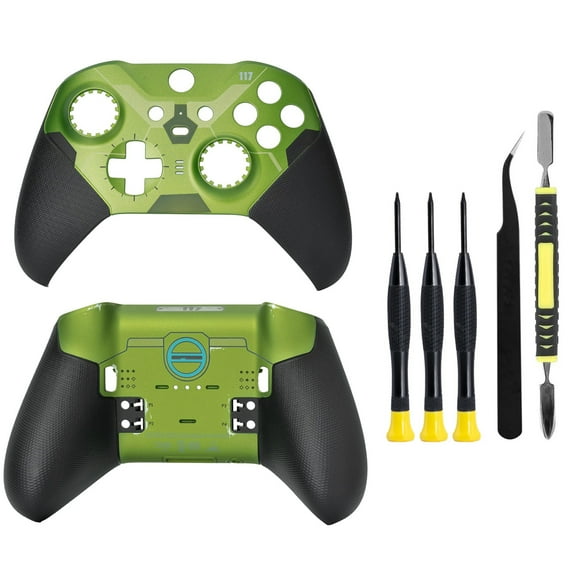 Boîtier de Remplacement Faceplate Couvercle Coque Inférieure Compatible pour Manette de Jeu Xbox One Elite Series 2 Pcs de Rechange avec Outil Tournevis