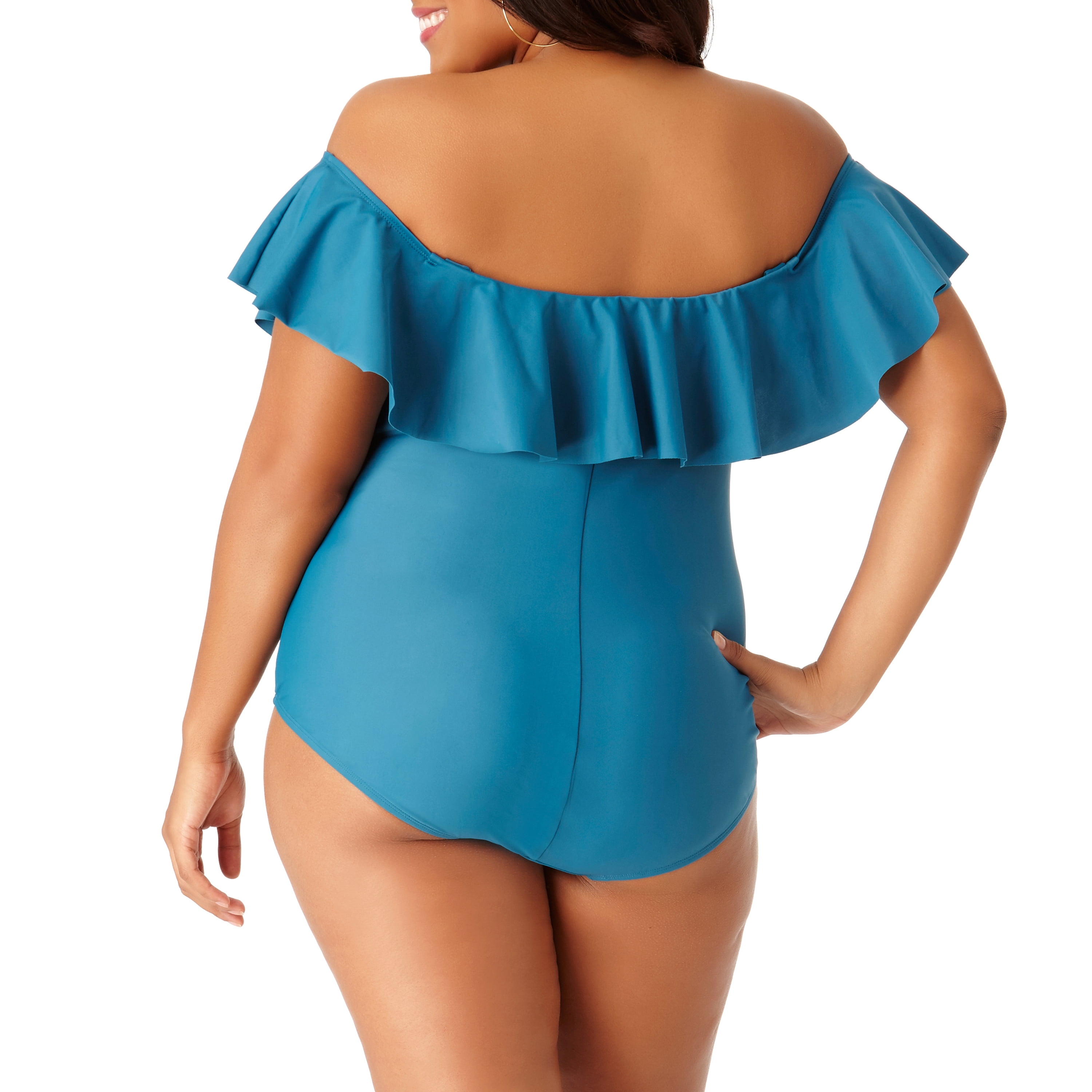 Women's Plus-Size Off-the-Shoulder Ruffle One-Piece Swimsuit