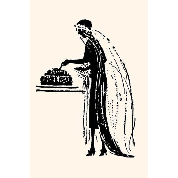 Bride cuts her wedding cake-Fine Art Canvas Print (20" x 30")