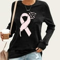 thumbnail image 2 of Womens Fall Graphic Sweatshirts 2024 Breast Cancer Awareness Shirt Long Sleeve Crew Neck Loose Pullover Top (Black XL), 2 of 4