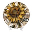 thumbnail image 2 of Zhmjortal Sunflower Pattern Silent Non Ticking Clock 10 Inch,Retro Round Wall Clock,Decorative for Living Room, Kitchen, Home,Bathroom, Bedroom, Office or Schoo, 2 of 7