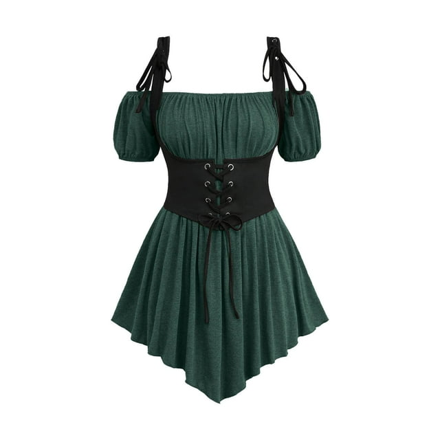 Womens Pullover Tops Spring Fall Clothes 2025 Long Sleeve Shirts Trendy Crew Neck Loose Festival Tops Women's One Shoulder Puff Sleeve Solid Color Two-Piece Top Plus Size Tops For Women Summer
