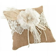 Lillian Rose Burlap and Lace Ring Bearer Pillow