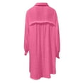 thumbnail image 6 of Dazajoo Womens Button Down Linen Shirts 2025 Summer Casual Long Sleeve Cotton Blouses Lightweight Baggy Solid Color Lapel Tunic Tops,Hot Pink,L, 6 of 7
