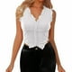 thumbnail image 1 of Camiseta sin mangas ajustada con botones en la espalda y ribete de encaje para mujer, elegante y casual., 1 of 5