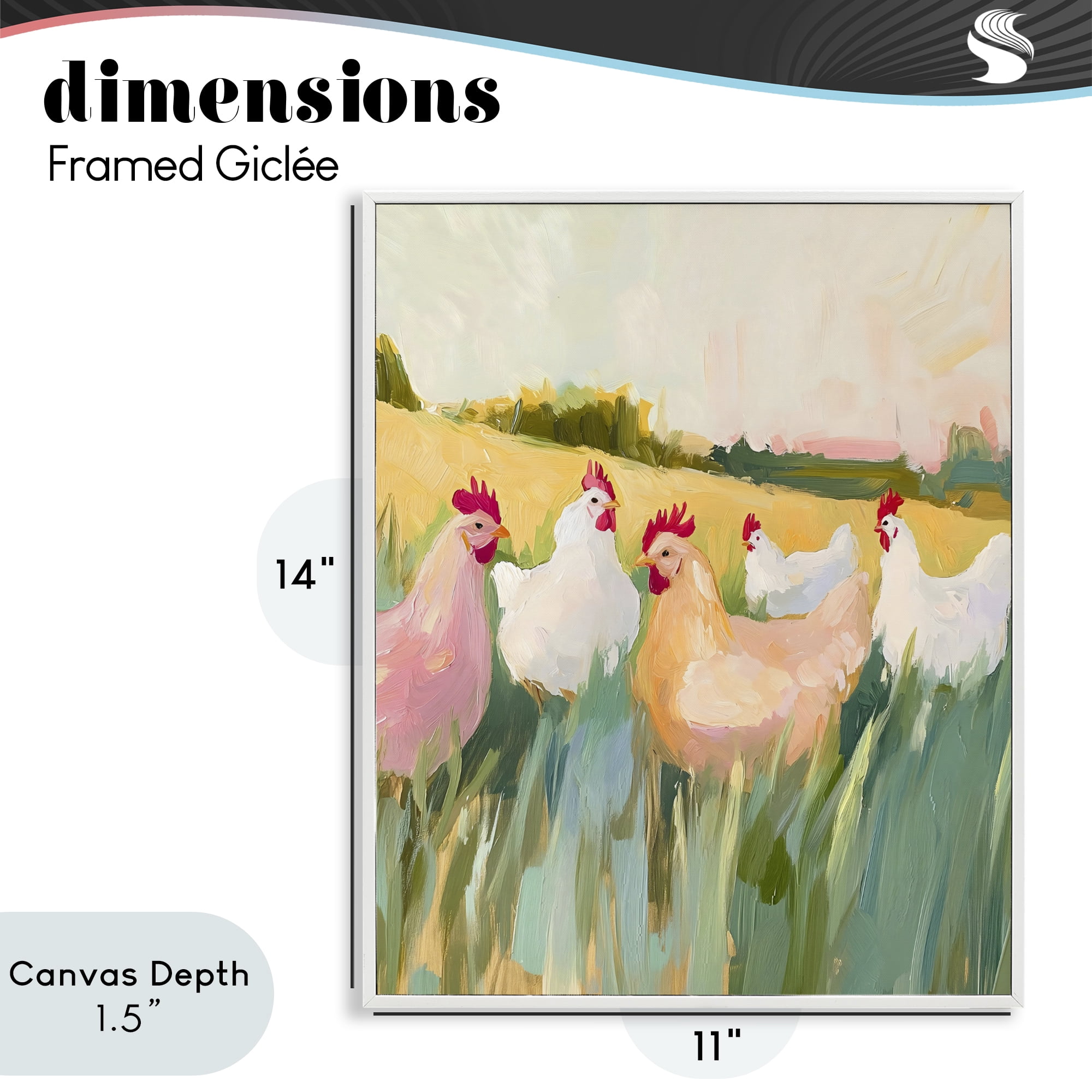 Stupell Industries Sunlit Flock of Chickens White Framed Giclee Art, design by The Prints Vibe