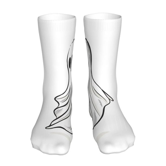 Uemuo Cute Ghost Simple Drawing for 16in Socks, Cotton Socks Sports Socks Knee High Socks Comfortable Socks For Men, Women