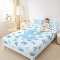 thumbnail image 3 of Castle Fairy Blue Bow Letter E Queen Sheet Sets 4 Pieces for Girls,Kawaii Flowers Checkered Bed Set, 3 of 6