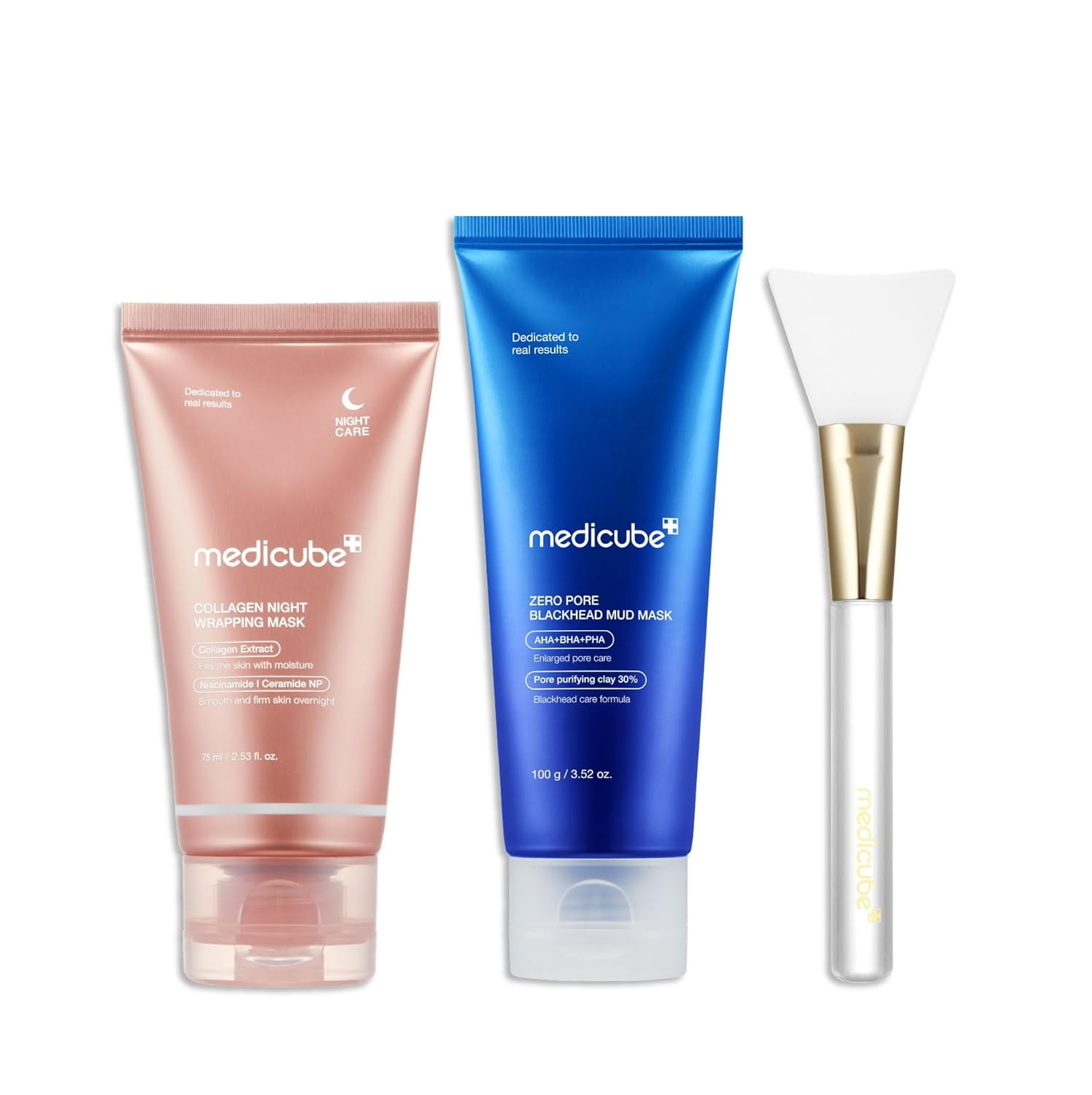 Medicube Face Mask Duo Set – Collagen & Clay Complexes, Hydrating and Smoothing Care, 2 Masks +JELLY BRUSH