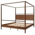 thumbnail image 3 of Euroco Wood King Size Canopy Bed, Platform Bed with Four Posters, Walnut, 3 of 7