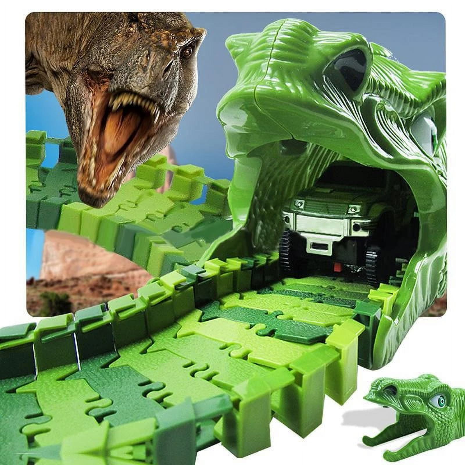  241Pcs Dinosaur Track Toys for 3 4 5 6 7 8 9+ Year Old Boys  Girls, 2 Electric Jeeps & 8 Dino Figures, Upgraded Dinosaur Skull Tunnel  with Smoke, Light and