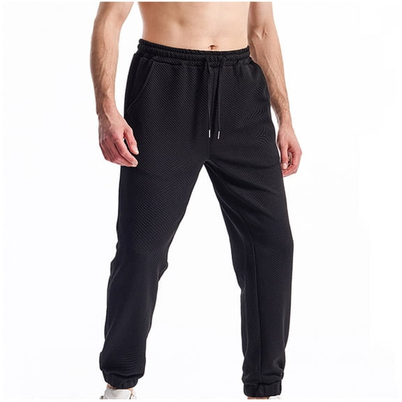 KIHOUT Men's Diamond Quilted Joggers Elastic Drawstring Waist Tapered Pants for Casual, Sports, and Daily Summer Wear