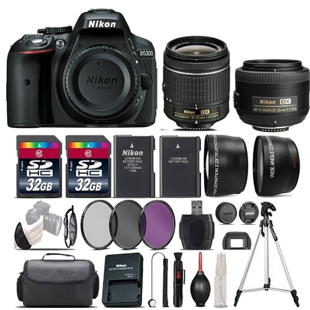 Nikon D5300/D5600 DSLR Camera with 18:55mm Lens & Nikon AF:S DX NIKKOR 35mm  f/1.8G Lens Essential Package