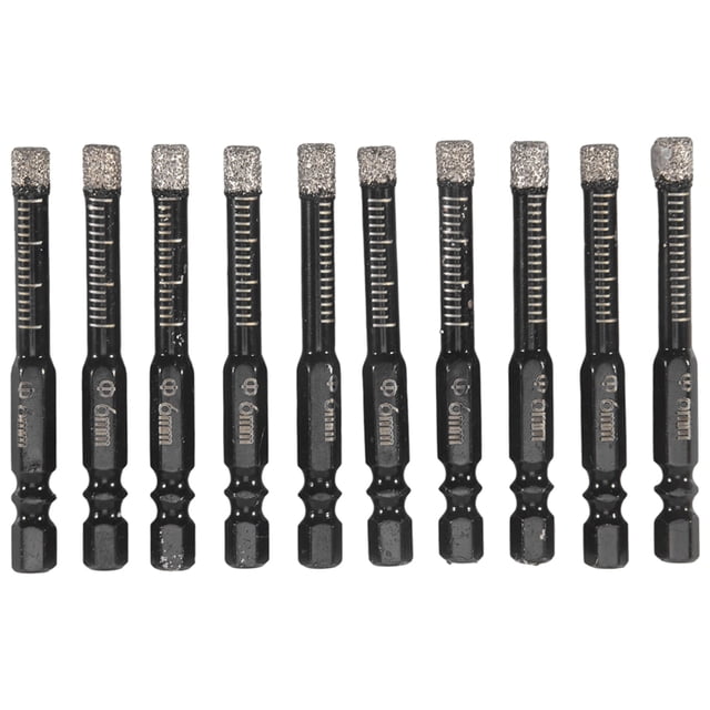 Juego de Brocas Diamante 10 Piezas, con NúCleo Seco 6 mm para CeráMica, Granito, Azulejos, Vidrio, MáRmol, Ladrillo, Piedra
