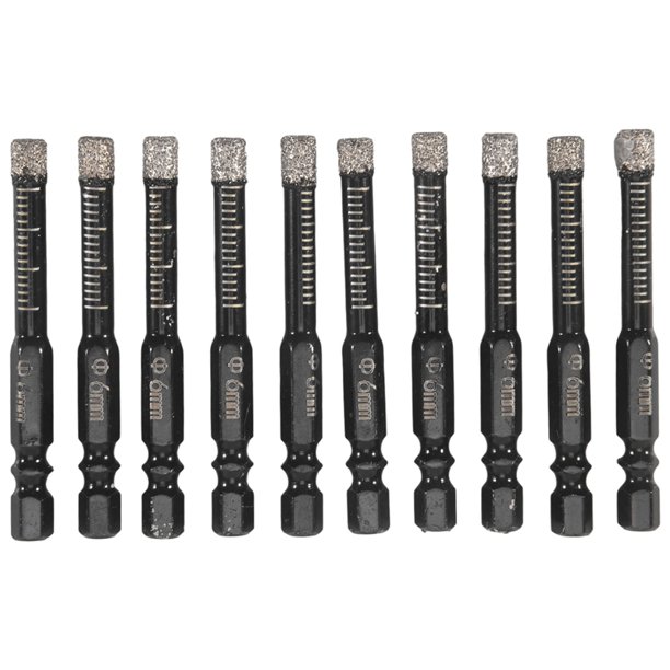Juego de Brocas Diamante 10 Piezas, con NúCleo Seco 6 mm para CeráMica, Granito, Azulejos, Vidrio, MáRmol, Ladrillo, Piedra