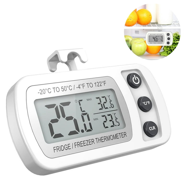 Refrigerator Fridge Thermometer Digital Freezer Room Thermometer  Waterproof, Max/Min Record Function with Large LCD Display