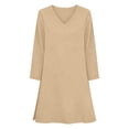 thumbnail image 6 of Tunic for Women V Neck Three Quarter Sleeve Casual Loose Fit Solid Soft Flowy Fabric Lightweight Versatile Longline Daily Loungewear Top, 6 of 6
