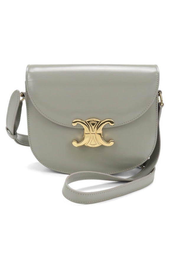 Pre-Owned CELINE Triomphe Crossbody Shoulder Bag for Women, Gray