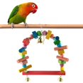 thumbnail image 4 of Juguete para pájaros, columpios para loros, columpio de madera con campana, juguete para masticar loros para periquitos, periquitos pequeños, pájaros Sunnimix Soporte de percha de pájaro loro, 4 of 7