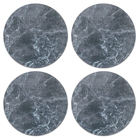 CARIBOU Drink Round Fabric Felt Neoprene Coasters Set of 4pcs, Royal Gray Marble
