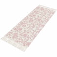 thumbnail image 4 of Pink Flower Hallway Runner Rug 2'x5', Vintage Farmhouse Boho Leaf Spring Solid Washable Kitchen Runner Rug with Tassels, Laundry Room Rugs Woven Cotton Carpet for Bedroom Entryway Front Door, 4 of 9