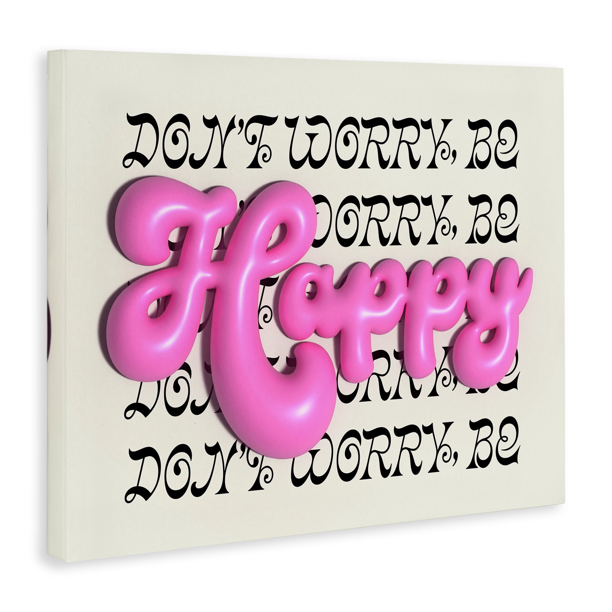 Stupell Industries Bubble Letters Happy Text & Numbers Painting Wrapped Canvas Art Print Wall Art, 30 x 24