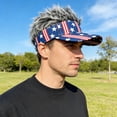 thumbnail image 4 of 4th of July Independence Day Mens Visor Hats with Spiked Wig Novelty Adjustable Baseball Golf Cap with Fake Hair, 4 of 5