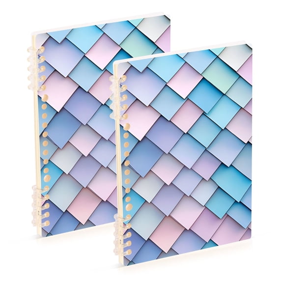 FORMRS 1-Subject Spiral Notebook 8" x 5" College Ruled 60 Refillable Sheet, 2 Pack, Purple Art Pattern