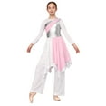 thumbnail image 3 of TSSOE Kids Girls Long Sleeve Praise Dance Dress Asymmetrical Liturgical Worship Church Robe and Wide Leg Pants Set Pink 14, 3 of 7