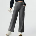 thumbnail image 2 of QATAINLAV Ofertas Flash Del Dia Womens Wide Leg Pants with Pockets 2025 Stretchy High Waist Yoga Pants Solid Casual Straight Leg Lounge Trousers Gray L, 2 of 9