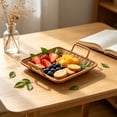 thumbnail image 5 of Dmlowu Woven Serving Tray, Imitation Woven Square Decorative Food Baskets with Handles, Food Tray for Coffee Table Kitchen Farmhouse Decor, 11.4 in, 5 of 6
