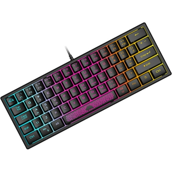 ZIYOU LANG K61 Wired Gaming Keyboard with RGB Backlit, Mechanical Feel, Black