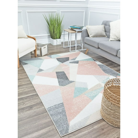 Rugs America Mika MO60A Milkshake Geometric Contemporary Pink Area Rug, 8'x10'