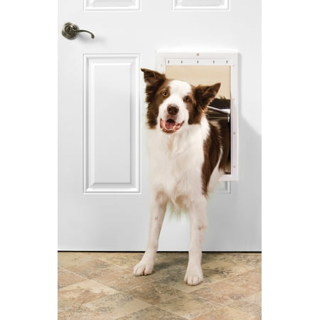 Dog Metal Pet Door - Premier Pet White Plastic Pet Door for Large Dogs up to 100 Pounds