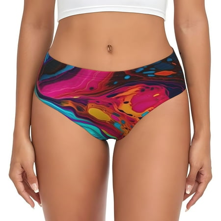 Sikiie Colorful Abstract Swirls Women s High Waisted Cotton Underwear Soft Breathable Panties Stretch Briefs Seamless Ladies Panties-4X-Large