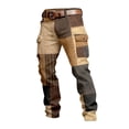 thumbnail image 4 of XIAONU Men's Patchwork Distressed Cargo Pants Relaxed Fit Full Length Adjustable Waist Rugged Casual Trousers, 4 of 4