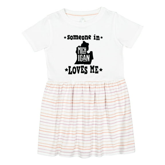 Inktastic Michigan Travel Someone Loves Me Girls Toddler Dress