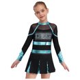 thumbnail image 1 of Tenues d'Uniforme de Cheerleading pour Filles Manches Longues avec Strass Robe Plissée Cosplay Noir&Bleu Vert 14, 1 of 7