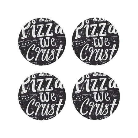 

Tideii In Pizza We Crust Art for Leather Coasters 4 Pieces Anti-fouling and Anti-scalding Decorative Coasters Suitable for Restaurants Kitchens Coffee Shops-Round Shape