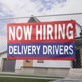 thumbnail image 2 of Now Hiring Delivery Drivers 13 oz Heavy Duty Vinyl Banner Delivery Driver Jobs Available Help Wanted Sign for Business Indoor/Outdoor Single-Sided with Metal Grommets(2x5 ft, Re & Wh & Bl), 2 of 6