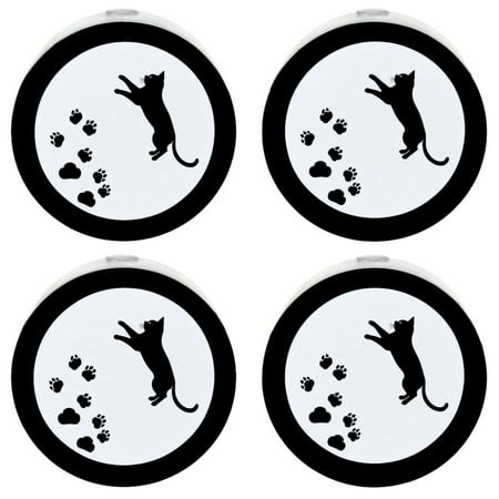 

Night Lights Plug Into Wall [4 Pack] Night Light for Kids LED Nightlight with Dusk to Dawn Sensor for Bathroom Decor Children Room Black Cat Moon Paw Print Cartoon