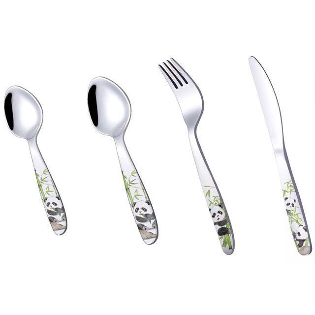 Cubiertos Para Niños, Vajilla De Acero Inoxidable Para Niños, Tenedor Para El Hogar, Juego De Cubiertos Para Niños Suaves Para La Cena En El Hogar En Interiores 4 Piezas Speravity HA014239-00