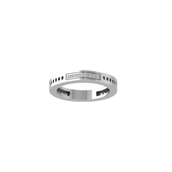 Araiya Fine Jewelry 10K White Gold Round-shape Lab Grown Diamond Wedding Band Ring ( 1/20 cttw, D-F Color, VS Clarity) Size 6.5