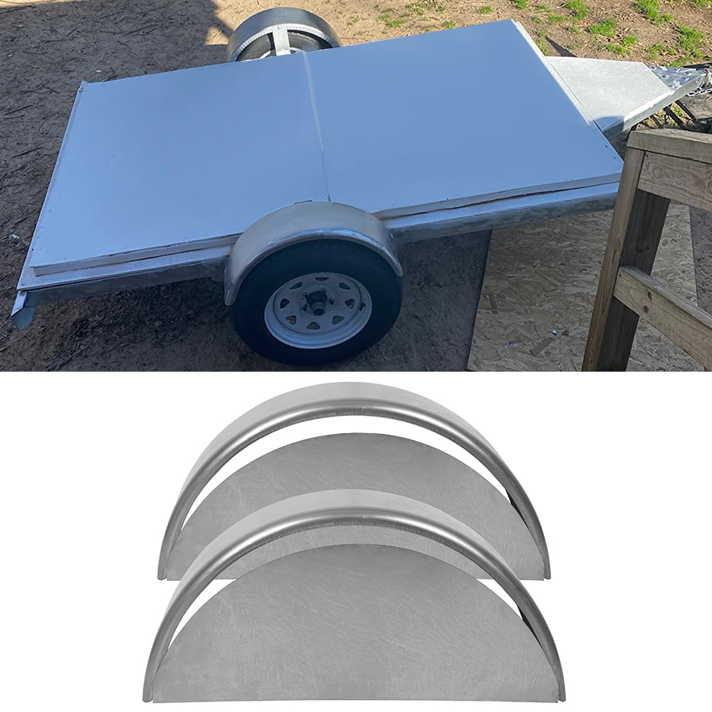 HECASA Pair of Round Trailer Fenders and Fender Backs for Single Axle