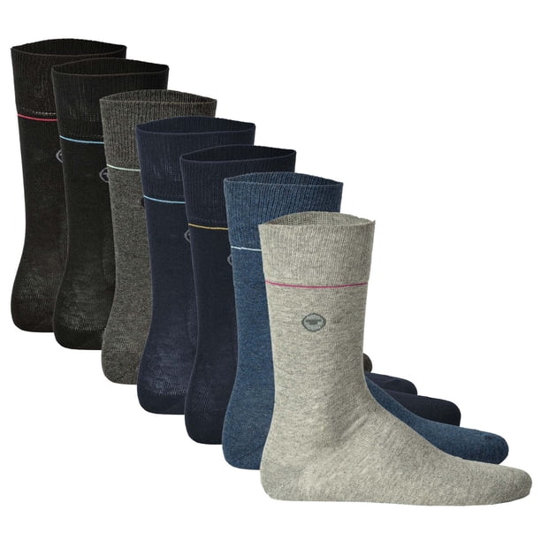 TOM TAILOR Calcetines de hombre, paquete de 7 - 7-Days Box, caja de regalo, rayas, estampado pequeño Negro/Gris/Azul 39-42