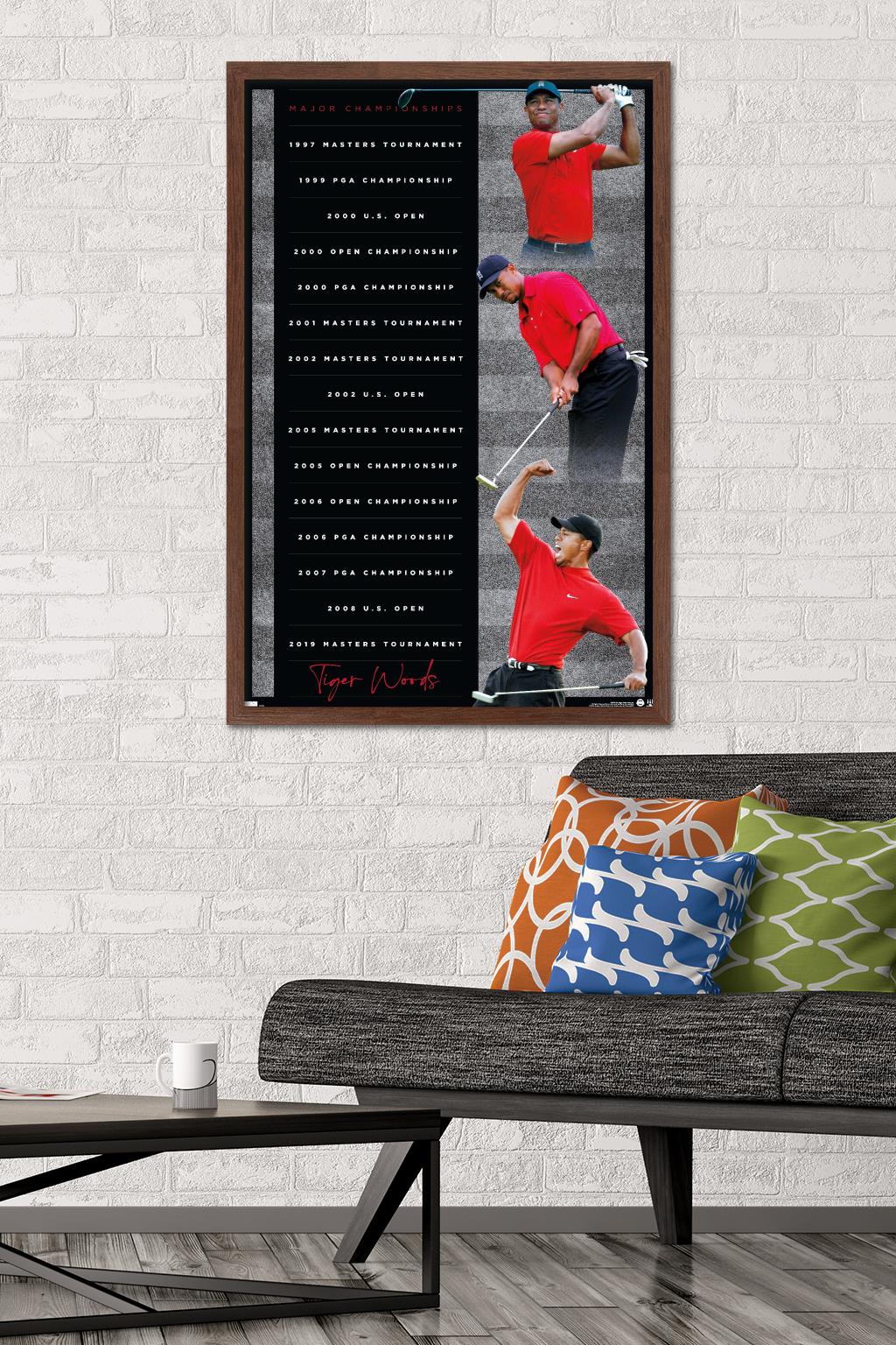 Tiger Woods - Majors Wall Poster, 22.375" x 34" Framed
