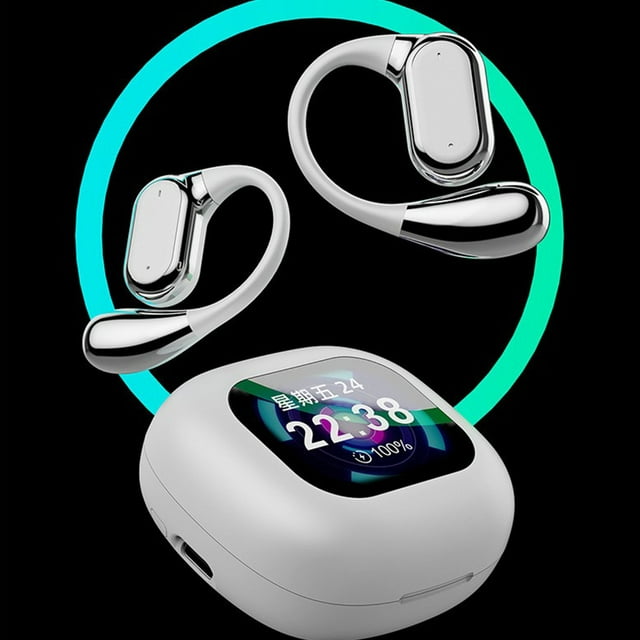 Auriculares Bluetooth, audífonos inalámbricos de oído abierto con Bluetooth 5.4 y pantalla LED.